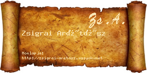 Zsigrai Arétász névjegykártya